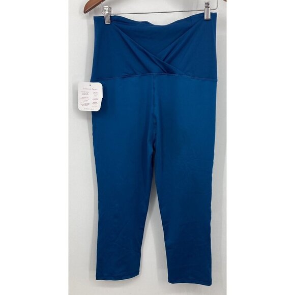 Isabel Maternity Large Leggings Crossover Panel Capri Teal Stretch Women New B80 - Picture 1 of 9